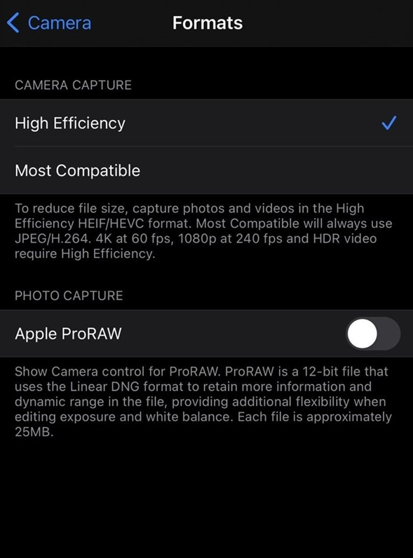 江北苹果手机维修分享如何为 iPhone 12 Pro/Max 启用 ProRAW 照片格式 